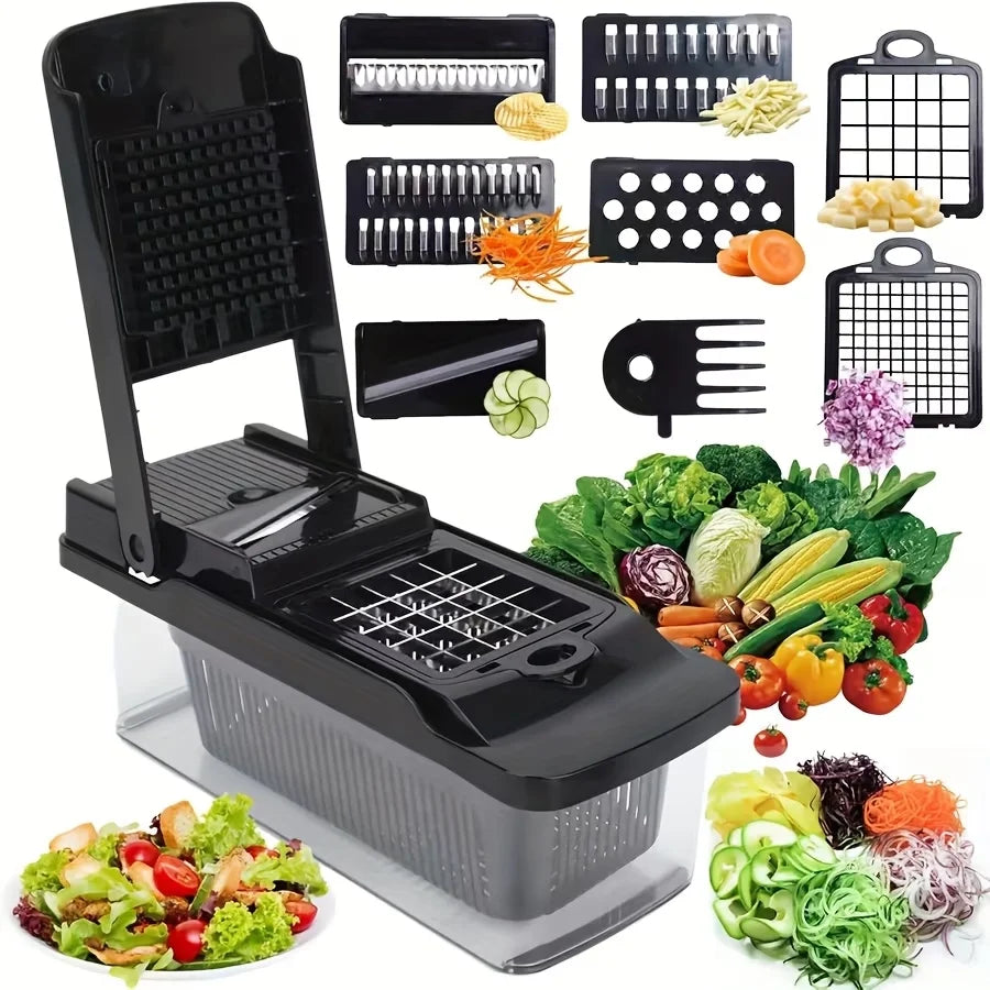 Coupe-Légumes 16 en 1 – Mandoline, Trancheur & Râpe pour Légumes