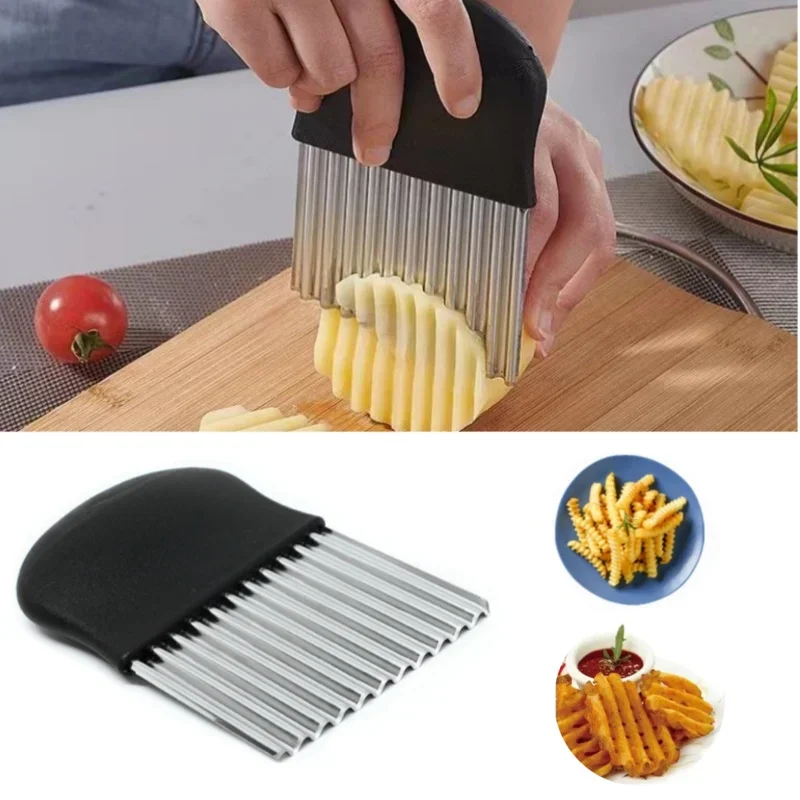 Couteau à Frites Ondulé en Inox – Trancheur Gaufré pour Légumes & Pommes de Terre