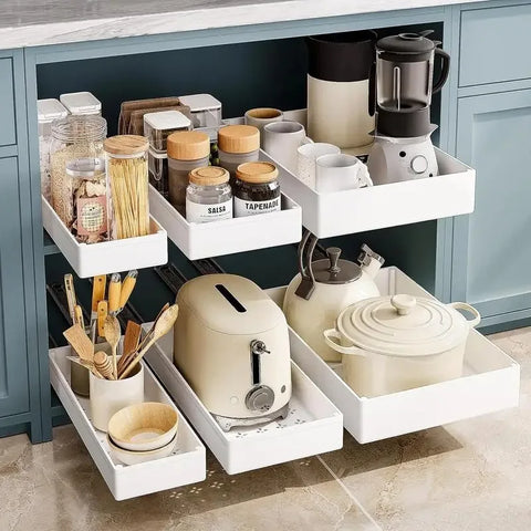 Organisateur de Tiroir Coulissant – Rangement Extractible pour Placard de Cuisine