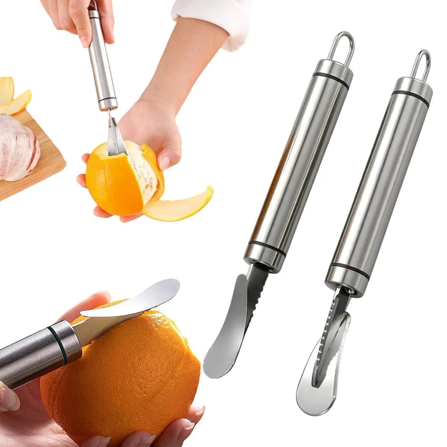 Éplucheur à Agrumes en Acier Inoxydable – Couteau à Orange & Citrus, Trancheuse pour Cuisine