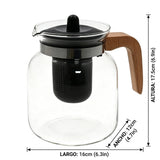 Théière en Verre Borosilicate 1,5L – Infuseur Amovible & Manche en Bois