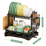 Égouttoir à Vaisselle 2 Niveaux avec Plateau – Range-Vaisselle Inox avec Porte-Couverts