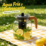 Théière en Verre Borosilicate 1,5L – Infuseur Amovible & Manche en Bois