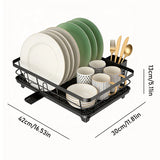 Égouttoir à Vaisselle 2 Niveaux avec Plateau – Range-Vaisselle Inox avec Porte-Couverts