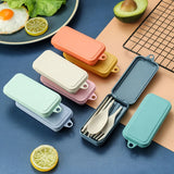 Set de Couverts Portables 4 Pièces en Paille de Blé – Voyage, Pique-nique & Camping