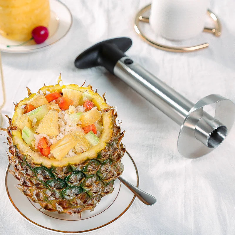 Éplucheur à Ananas en Acier Inoxydable – Couteau, Évide-Ananas & Trancheuse