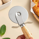 Roulette à Pizza en Acier Inoxydable – Manche en Bois, Coupe-Pâte & Trancheuse