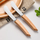 Couteau à Beurre en Acier Inoxydable – Manche en Bois, Spatule à Confiture