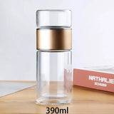 Bouteille à Thé Double Paroi en Verre 420ml – Infuseur & Filtre Intégrés