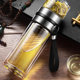 Bouteille à Thé Isotherme Double Paroi en Verre – 350/450/500ml, Anti-Fuite