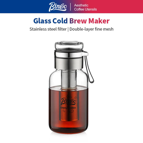 Carafe Cold Brew Café & Thé Glacé – Infuseur Long en Inox, Verre Hermétique