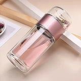 Bouteille à Thé Double Paroi en Verre 420ml – Infuseur & Filtre Intégrés