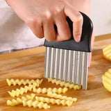 Couteau à Frites Ondulé en Inox – Trancheur Gaufré pour Légumes & Pommes de Terre