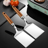 Spatule à Steak en Acier Inoxydable – Manche en Bois, Pelle à Pizza & BBQ