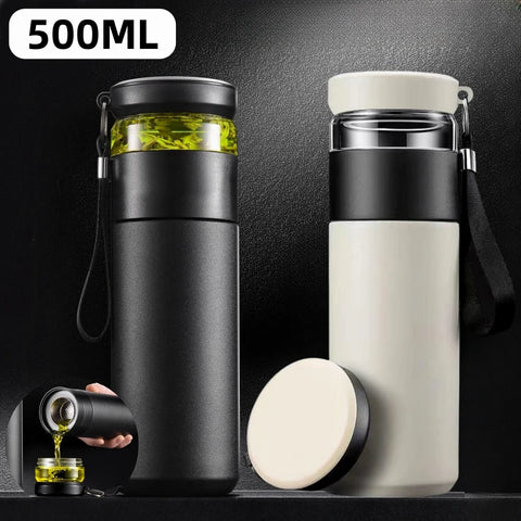 Mug Isotherme à Thé 500ml en Inox – Compartiment à Thé Indépendant