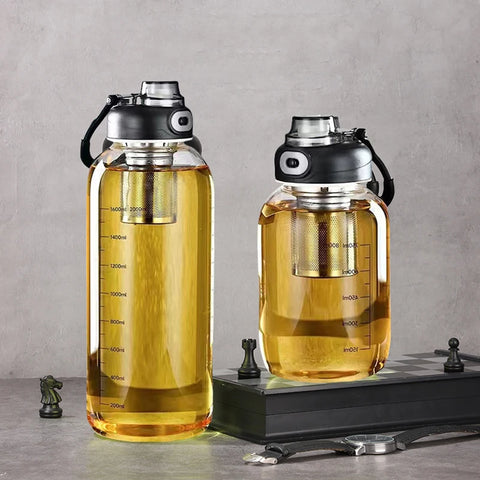 Grande Bouteille en Verre avec Filtre à Thé Inox – 800ml à 2,5L, Sport & Bureau