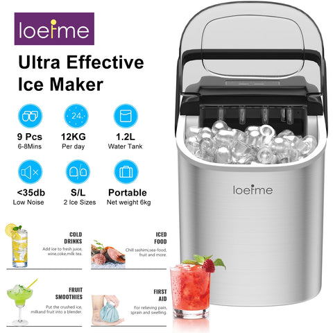 Machine à Glaçons Automatique Portable – 12kg/24h, Glaçons en 6 Minutes