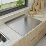 Grande Planche à Découper en Inox en L – Double Face pour Découpe & Pâtisserie