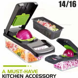 Hachoir Multifonctionnel 16 en 1 – Râpe, Trancheur & Coupe-Légumes Portable