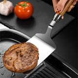 Spatule à Steak en Acier Inoxydable – Manche en Bois, Pelle à Pizza & BBQ