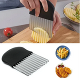 Couteau à Frites Ondulé en Inox – Trancheur Gaufré pour Légumes & Pommes de Terre