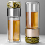 Bouteille à Thé Double Paroi en Verre 420ml – Infuseur & Filtre Intégrés