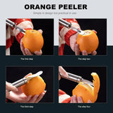 Éplucheur à Agrumes en Acier Inoxydable – Couteau à Orange & Citrus, Trancheuse pour Cuisine