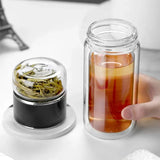 Bouteille à Thé Double Paroi en Verre 420ml – Infuseur & Filtre Intégrés