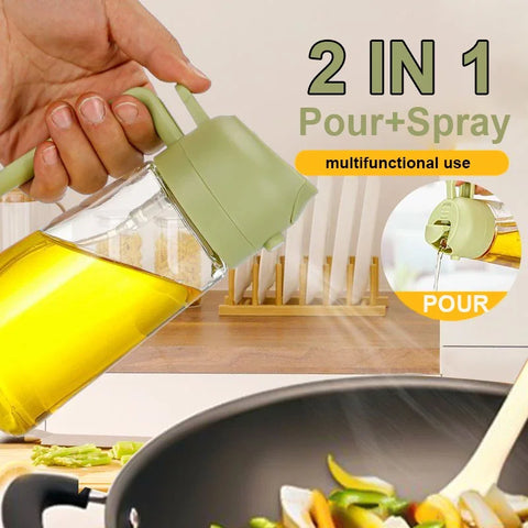 Spray à Huile 2-en-1 Grande Capacité 500ml – Vaporisateur & Verseur pour Cuisine, Friteuse à Air, BBQ