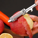 Éplucheur 5 en 1 Multifonctionnel – Légumes, Fruits, Râpe, Ouvre-bouteille | Ustensile de Cuisine
