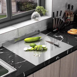 Grande Planche à Découper en Inox en L – Double Face pour Découpe & Pâtisserie