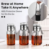 Carafe Cold Brew Café & Thé Glacé – Infuseur Long en Inox, Verre Hermétique
