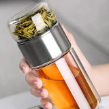 Bouteille à Thé Double Paroi en Verre 420ml – Infuseur & Filtre Intégrés