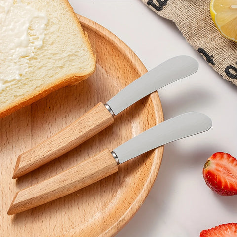 Couteau à Beurre en Acier Inoxydable – Manche en Bois, Spatule à Confiture