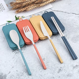 Set de Couverts Portables 4 Pièces en Paille de Blé – Voyage, Pique-nique & Camping